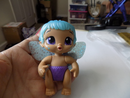 Baby Alive Glo Pixie aqua hair and wings purple diaper 4 inch hard ruber