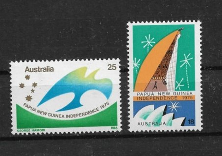 1975 Australia Sc624-5 Papua New Guinea Independence MNH C/S of 2