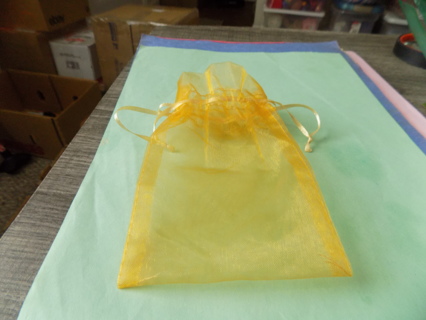 Yellow drawstring jewelry bag 6 x 4