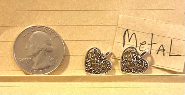 2 pc silver heart charms