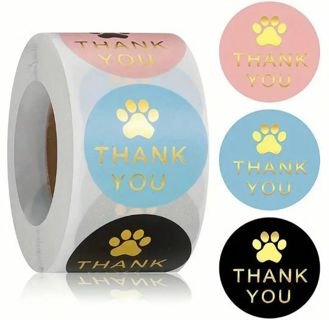 ➡️SuPeR SpEcIaL⭕(100) 1" GOLD FOIL THANK YOU PAW STICKERS!! DOG CAT