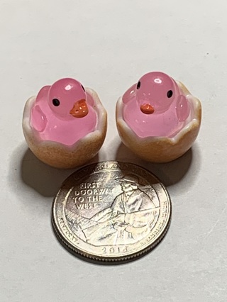 EGG SHELL DUCKS~#14~PINK~SET OF 2~GLOW IN THE DARK~FREE SHIPPING!