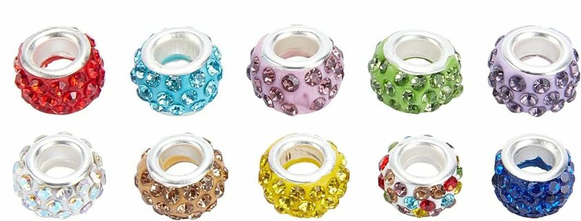  10pc Euro Mixed Pave Rhinestone Beads Lot 5 (PLEASE READ DESCRIPTION)