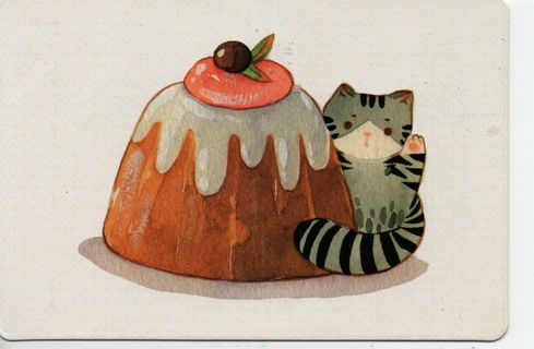 used Postcard: Cat at the cake