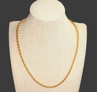 Vtg Vintage Gold Tone Twisted Cable Rope Chain Necklace 18.5" Jewelry Minimalist