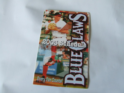 2003 Lakewood BlueClaws Team Season Minor Baseball Pocket Schedule 