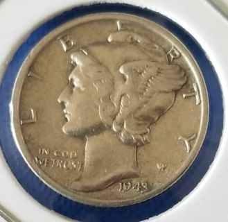1943-S~ Silver Mercury dime ~ Winged Liberty - 90% Silver US coin~