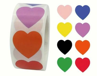 ➡️SuPeR SPECIAL⭕(50) 1" MULTICOLORED HEART STICKERS!!