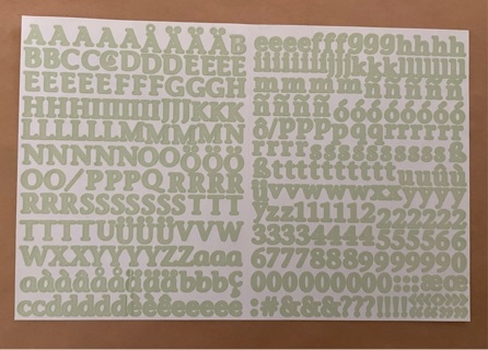 1 sheet of letters and numbers stickers