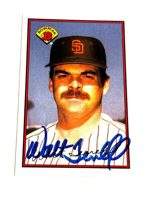 Autographed 1989 Bowman Baseball Card Walt Terrell  San Diego Padres #445