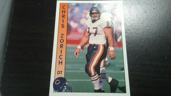 1992 PACIFIC CHRIS ZORICH CHICAGO BEARS FOOTBALL CARD# 38