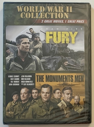 World War II Collection: FURY (Brad Pitt) and The Monuments Men - 2 Great Movies (DVD) - New Sealed