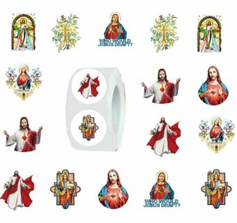 ↗️⭕(10) 1" RELIGIOUS STICKERS!! JESUS⭕ (SET 2 of 2)