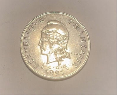 1991 French Polynesian 50 Francs Coin