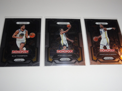 Stephen Curry Klay Thompson Kuminga Lot 3 Golden State Warriors Cards 2023-24 Prizm Monopoly