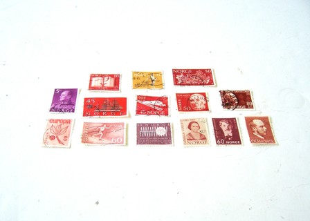 Norway Postage Stamps Set of 14 Used