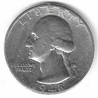 1948 Washington Quarter 90% Silver U.S. 25 Cent Coin