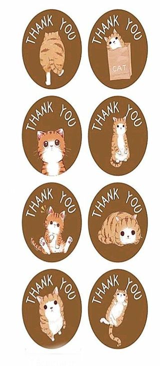 ➡️⭕(8) 1" CUTE CAT 'Thank you' STICKERS!!⭕