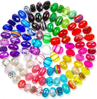 10pc Euro Mixed Colors Large Hole Beads Lot 1 (please read description)