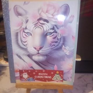 Merry Christmas Pink Tiger - Design Blank Note Card