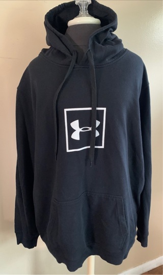 Under Armour Men’s Black Logo Hoodie Sweatshirt Size XXL Fits Like XL Used