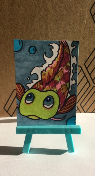 Plaid Koi original drawing aceo