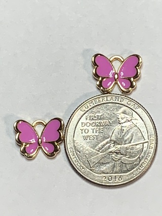 BUTTERFLY CHARMS~#31~DARK PINK~SET OF 2 CHARMS~FREE SHIPPING!