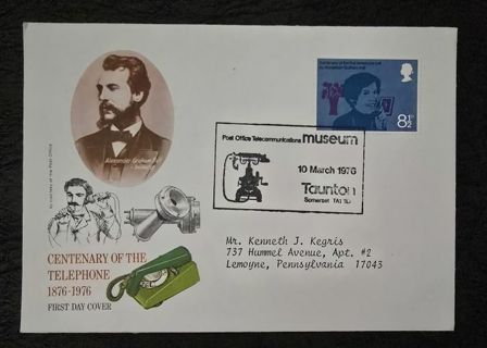 One 1976 Century of the Telephone First Day Foreign Cover