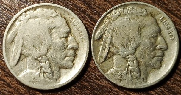 1926-D & 1929-S USA Indian Head Buffalo Nickels!