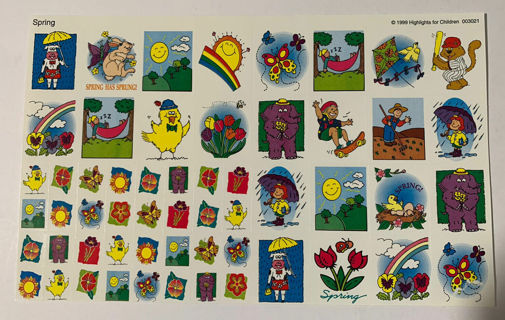 Spring Stickers UNUSED Highlights Magazine 1999 Vintage