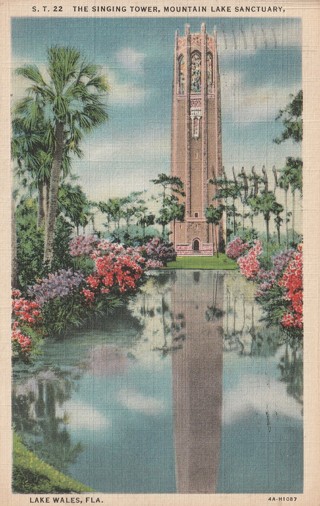 Vintage Used Postcard: Y: 1935 The Singing Tower, Lake Wales, FL