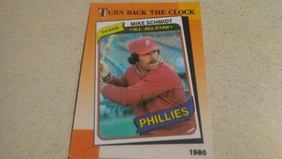 1990 TOPPS TURN BACK THE CLOCK MIKE SCHMIDT PHILADELPHIA PHILLIES BASEBALL CARD# 662
