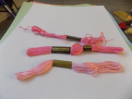 3 shades of different shades of pink embrodery floss