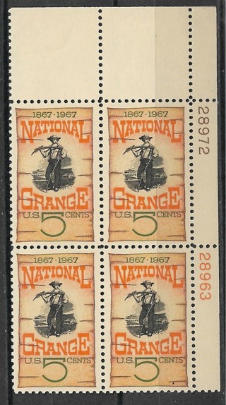 1967 Sc1323 National Grange Centennial MNH PB4