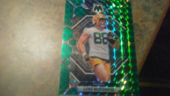 2023 PANINI MOSAIC PRIZM ROOKIE GREEN DISCO LUKE MUSGRAVE GREEN BAY PACKERS FOOTBALL CARD# 343