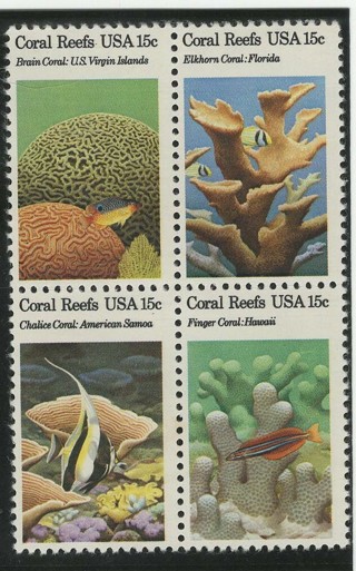 1980, # 1827-1830 4 Stamps of Coral Reefs