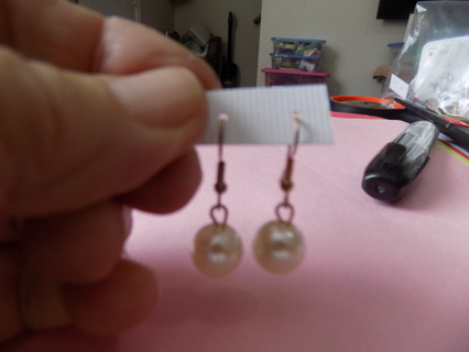 Earrings French Hook long single pearl dangle