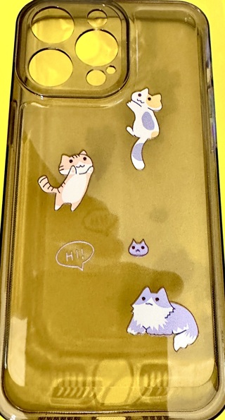 ~**~NEW Iphone 14 Pro Max Case Clear Gray Case With Kawaii Kitties~**~