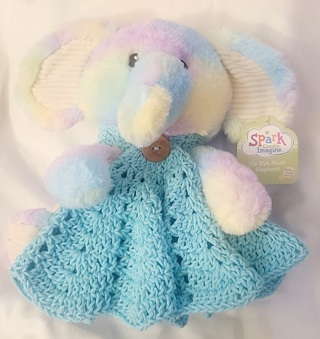 Baby Security Cuddle Blankie 10"x 7" PLUSH 10" Diam CROCHET BLANKET