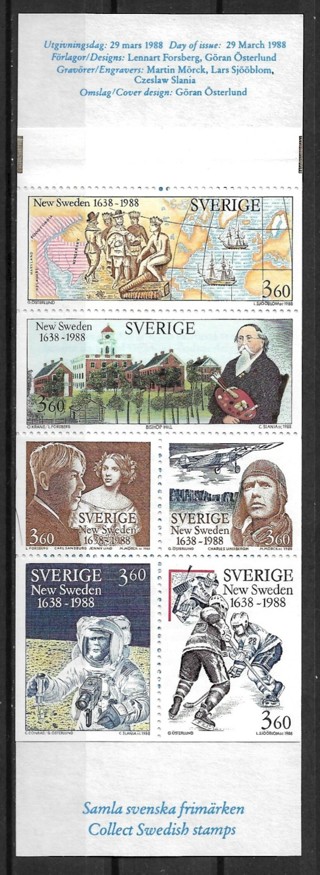 1988 Sweden Sc1677a Settling of New Sweden 350th Anniv. MNH