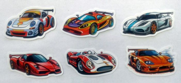 Six Race Car Vinyl Stickers #1