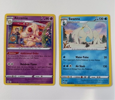 Pokemon Trading Cards- Swanna and Alcremie