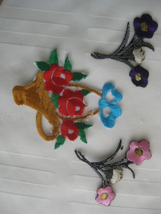 3 colorful flower patches/iron on. Cloths decor, new out of package.
