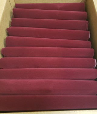 Lot 10 Solid Burgundy Flock Velvet Fabric Yards Scraps Drapery/Crafts/Upholstery Material Remnants