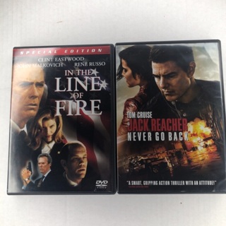 Lot of 2 DVD movies Jack Reacher Never Go Back & In the Line of Fire