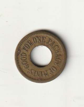 ^Good for 1 Pack of Mints Coupon Antique Token (1920's-era) #2