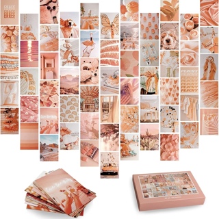 Peach Boho Aesthetic Photos Wall Collage Kit 60 Set 4x6 Room Decor