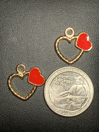 HEART CHARMS~#14~SET OF 2~FREE SHIPPING!