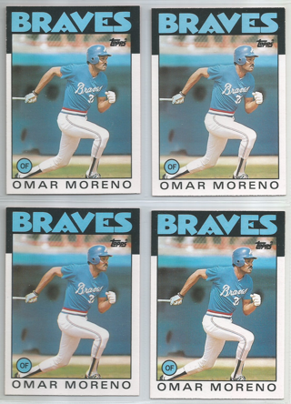 Lot of (4) 1986 Topps Traded Omar Moreno #75T Braves