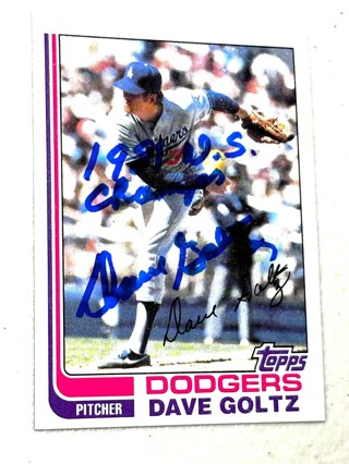 Autographed Dave Goltz - 1982 Topps #674 - Los Angeles Dodgers /1981 World Series Champs Inscription